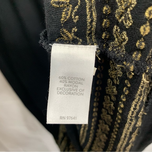 J. Jill Black Midi Boho Pheasant Dress Gold Embroidered Tassel Detail, size M - Picture 9 of 12